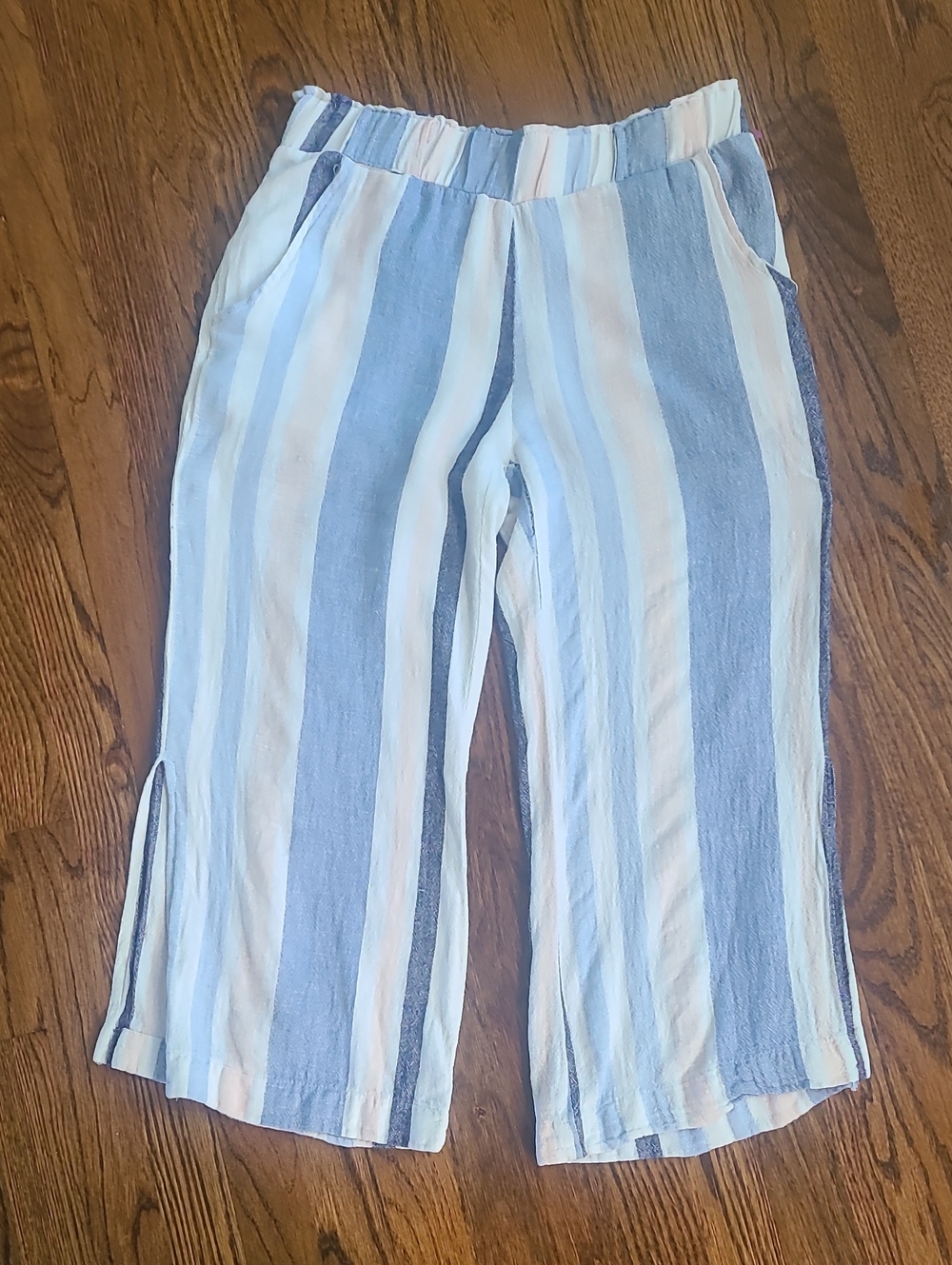 Indigo Rein Blue and White Striped Wide-Leg Pants